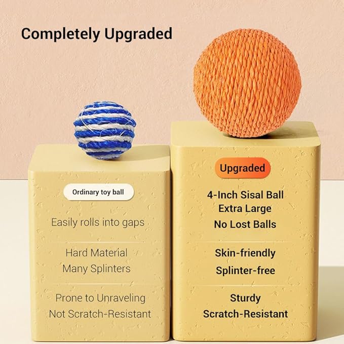 Extra Large 4-Inch Sisal Cat Ball Toy (Purple)