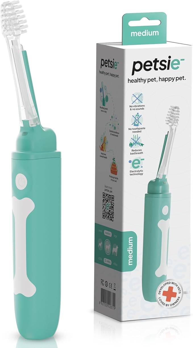 Dog Toothbrush | Innovative Eletrolytic Technology | Improves Oral Health & Reduces Bad Breath | No Vibrations & Silent Teeth Cleaning Brush | No Toothpaste Needed | Dog Teeth Cleaning Kit