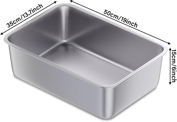 Stainless Steel Litter Box 2 Pack,19.7"x13.7"x6" Large Metal Litter Box for Kitty/Cat/Rabbits, Easy to Clean, Non Stick Litterbox No Smell for Adult Cats