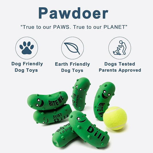 3 Pack Squeaky Dog Toys for Medium Dogs, Soft Latex Squeaky Dog Ball, Cute Funny Squeak Crunchy Pickle Pet Toys