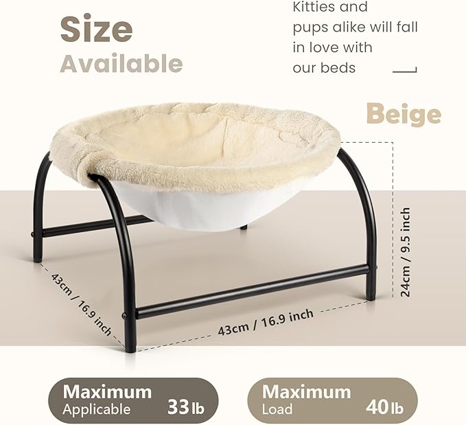 Cat Bed Dog Perch Pet Hammock Bed Pet Sleeping Cat Supplies Pet Supplies Whole Wash Stable, Detachable, Breathable, Easy Assembly Indoors Outdoors, 16.9 in x 16.9 in x 9.5 in