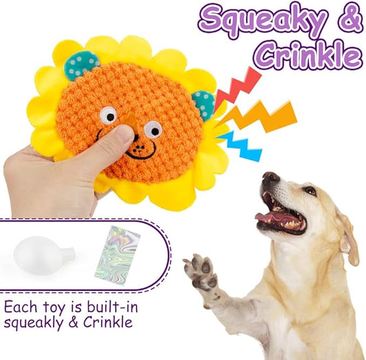 AWOOF No Stuffing Dog Toys - 8 Pack Squeaky and Crinkle Plush Toys for Small Medium Dogs, Durable for Aggressive Chewers, Cute Puppy Textured Animals