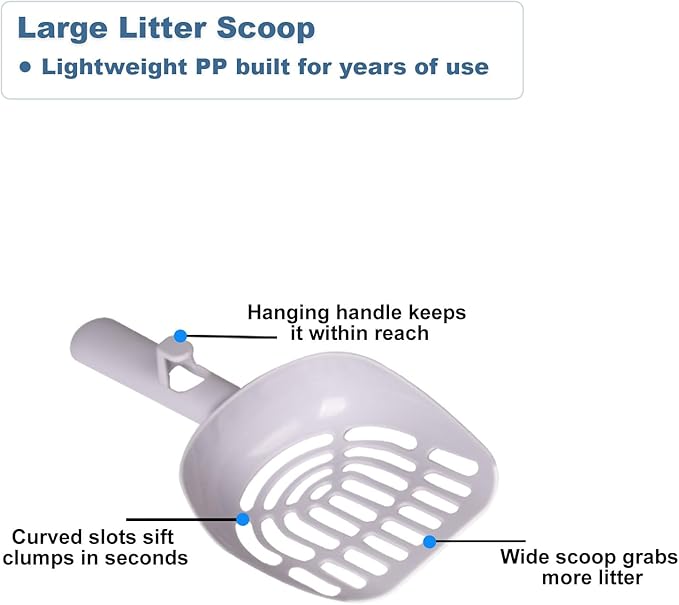 Stainless Steel Cat Litter Box - XL Enclosed High-Sided Pan for Big Cats - Non-Stick Odor Resistant - Easy to Clean with Scoop & Mat