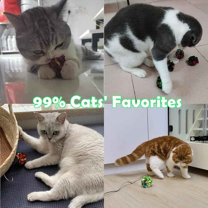 Original Mylar Crinkle Balls Cat Toys - 24 Pack