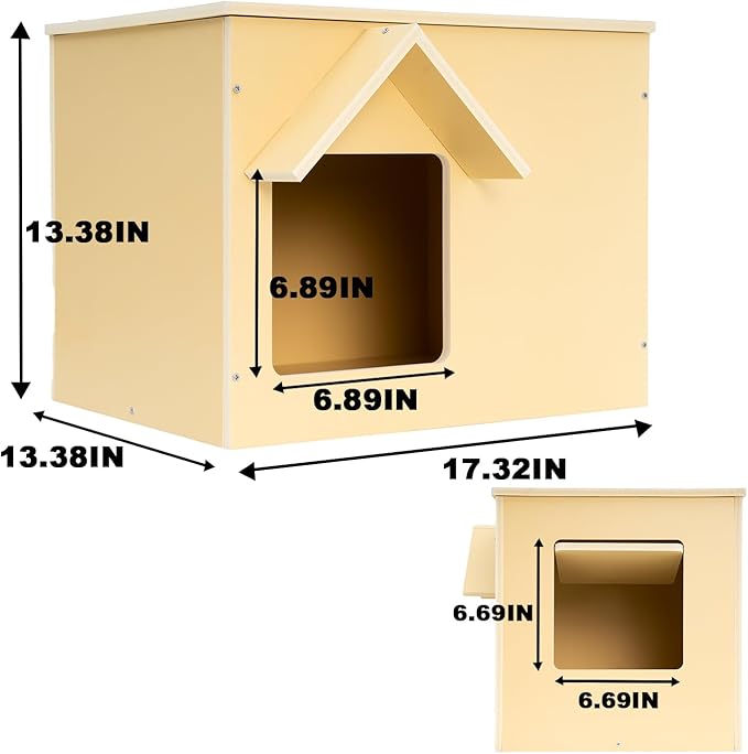 Outdoor Cat Houses Feral Cat Shelter Wooden Stray Cat Condo Outside Sturdy Waterproof and Insulated with Escape Door (one cat)