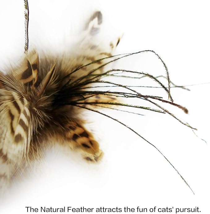 TTcat 2Pcs Feather Cat Ball Toy with Bell,Cat Toys for Indoor Cats,Interactive Chew Toys for Kitty Kitten.