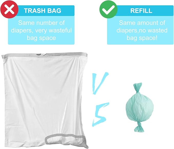 6 Count Cat Litter Pail Liner Refills - Bags Compatible with Litter Champ Pail, Green, Lightly Scented