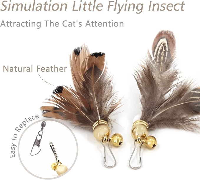 SONGWAY Cat Toy Wand Replacement - 8 Pieces Insect Cat Toys, Cat Feather Toy Refills, Cat Teaser Wand Attachments, Interactive Cat Toys for Indoor Cats