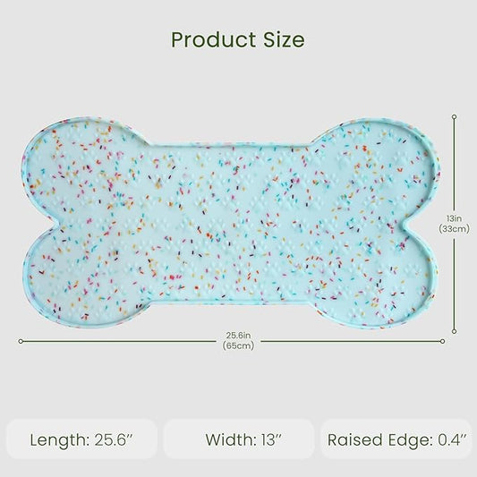 Dog Food Mat Anti-Slip Silicone Dog Bowl Mat Thicker Pet Placemat Waterproof Cat Feeder Pad with Raised Edge Puppy Kitten Feeding Mats Suitable Small Medium-Sized Dogs Cats Eating Tray