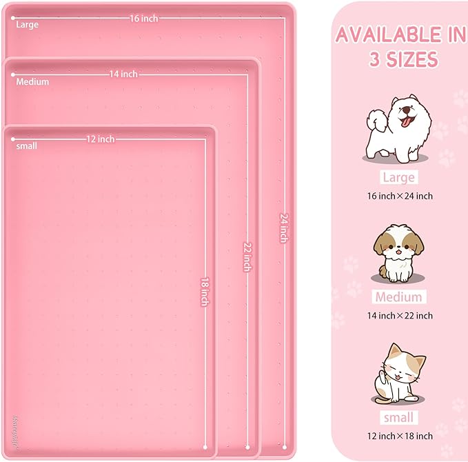 MateeyLife Silicone Cat & Dog Food Mat for Floors Waterproof, Anti-Slip Dog Bowl Mats for Food and Water, Pet Feeding Mats with Lip to Prevent Spills, Pet Placemat for Messy Drinkers to Protect Floors