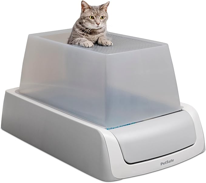 PetSafe ScoopFree Crystal Pro Self-Cleaning Automatic Litter Box - Top-Entry Motion-Sensing Cat Box with Integrated Health Counter - Includes 1 Disposable Crystal Litter Tray
