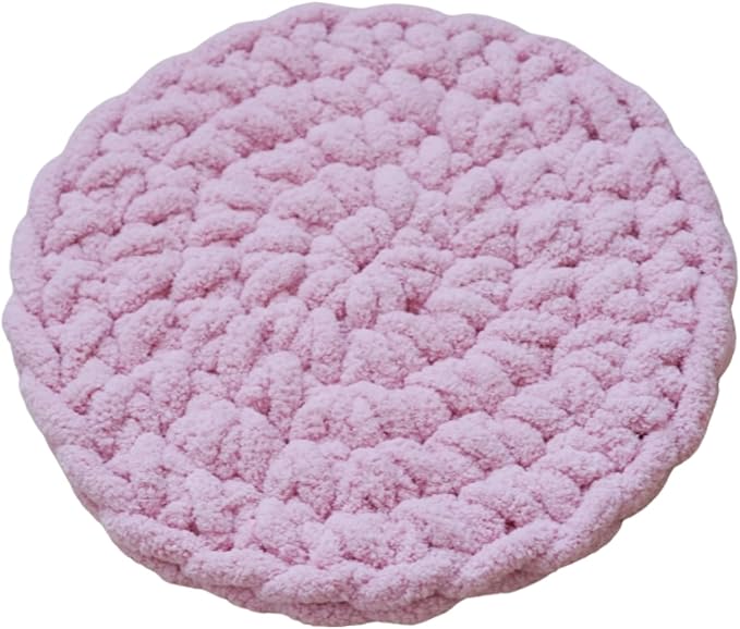 Cat Knitted Bed Mat, Extra-Soft Washable Warm Round Pads Cushions for Indoor Kittens, Cat Trees Towers, Perfect for Kneading and Sleeping (Pink,Medium)