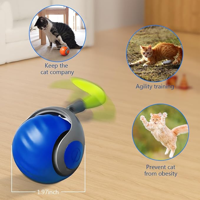 Smart Interactive Cats Toy Balls,Automatic Moving Balls for Cat Dog Touch Motion Rolling Toy Ball,Self Rolling Smart Ball Toy Interactive Cat Toys with Tail