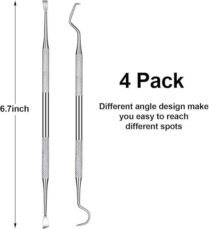Mudder 4 Pieces Dog Dental Tools Pet Tooth Scaler and Scraper Set Stainless Double Headed Cleaning Tool Tartar Remover for Dogs Cats