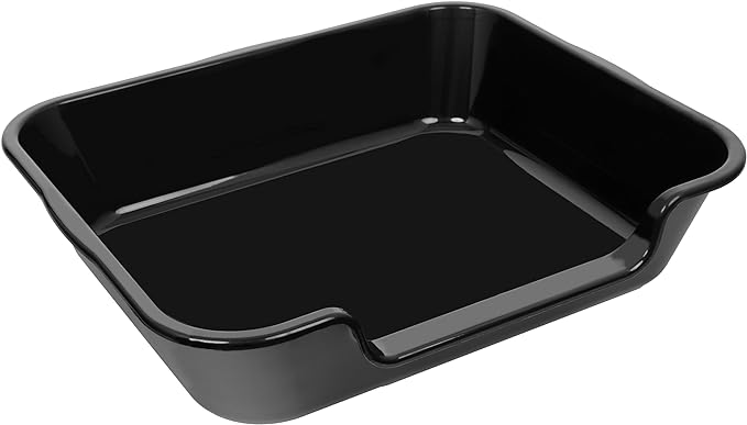 2 Pack of Extra Large Cat Litter Box (ABS Material), Low Entry Senior Litter Pen for Geriatric Kitty Big Cats, Jumbo Pet Safe Litter Boxes Tray for Indoor Pets Potty (Black, 24" L x 20" W)