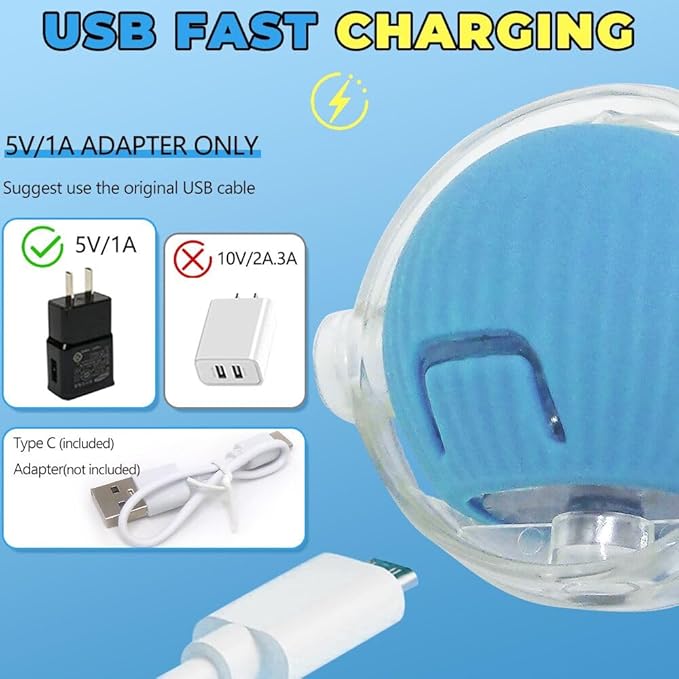 New Interactive Rolling Dog Ball, 360° Smart Interactive Pet Toy Ball, Self Rolling Cat Toys, Motion Activated Balls for Small Medium Dogs Cats (Blue)