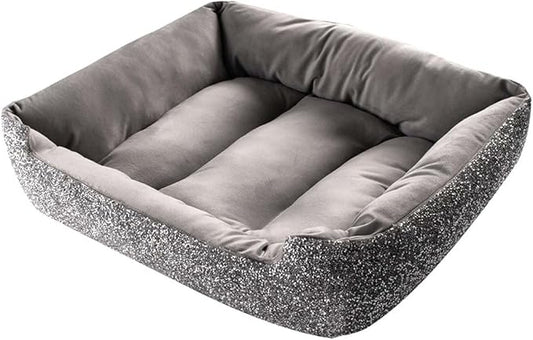 Pet Bed, Sparkling Rhinestones, Soft, Comfortable Velvet, for Lounging Dogs, Cats, Pets, Silver, Large, Sold Individually