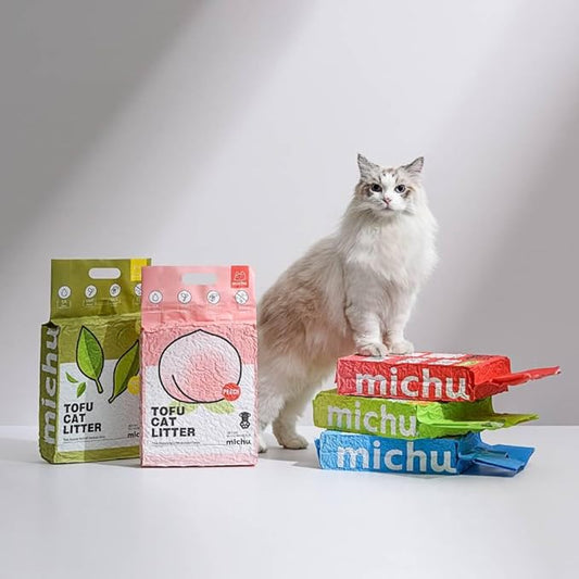 Tofu Cat Litter Natural Clumping Tofu Cat Litter, Fast Clumping and Easily Scoop-able 5.5lb/88oz 5 Scents - Original, 2 Pack