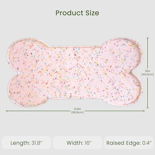 Dog Food Mat Anti-Slip Silicone Dog Bowl Mat Thicker Pet Placemat Waterproof Cat Feeder Pad with Raised Edge Puppy Kitten Feeding Mats Suitable Small Medium-Sized Dogs Cats Eating Tray