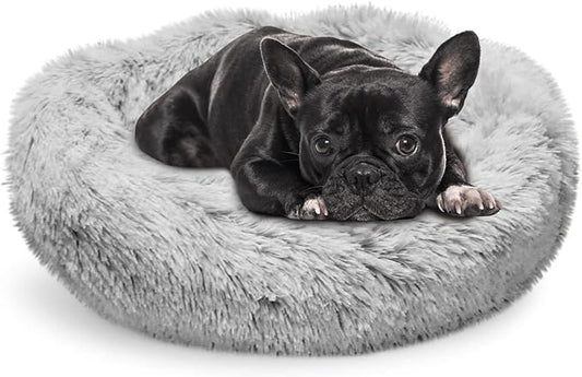 Whiskers & Friends Cat Bed Dog, Cat Beds for Indoor Cats Washable, Orthopedic Soft Fluffy Round Calming Pet Bed for Small to Large Kitty Kittens & Dogs, Small Dog Beds & Furniture