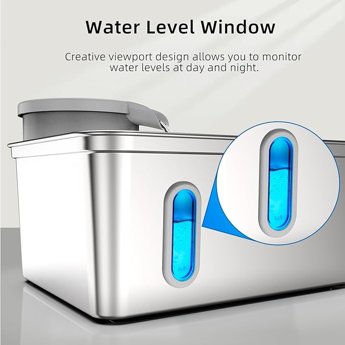 Dog Water Fountain Stainless Steel, 270oz/2.1Gallon, Pet Water Fountain for Cats and Dogs, Pet Drinking Fountain with Large Capacity, Large Surface Area, Ultra-Quiet Pump