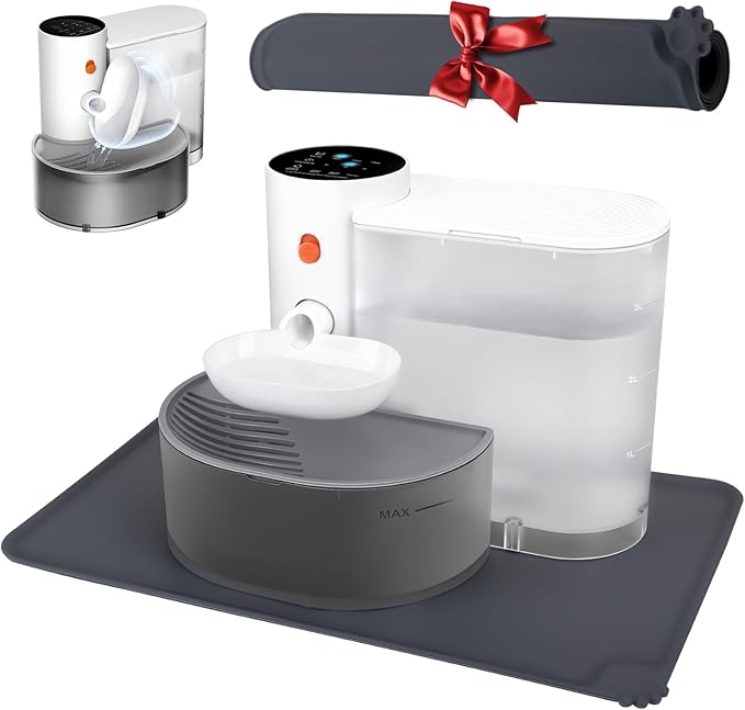 GJEASE Smart Pet Water Fountain No Filter,Wireless Cat Water Fountain Cordless,Battery Operated Filterless Cat Water Fountain