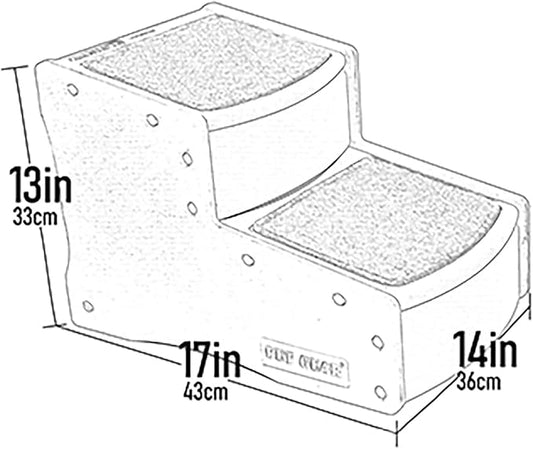 Pet Gear Easy Step II Pet Stairs, 2 Step for Dogs up to 75-pounds, Portable, Removable Washable Carpet Tread, No Tools Required, Espresso