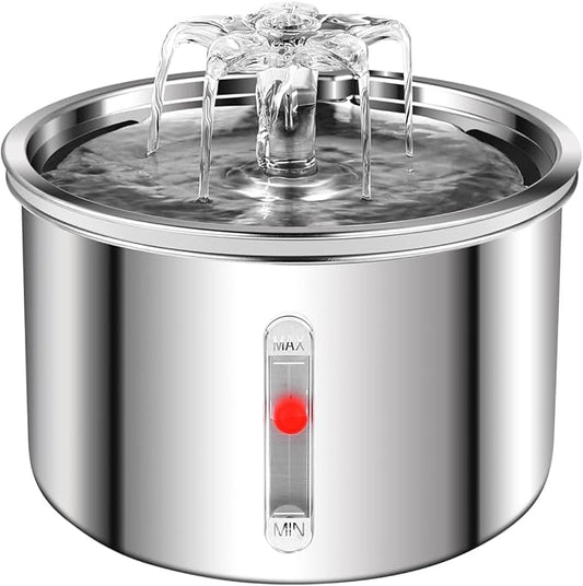Cat Water Fountain Stainless Steel, 67oz/2L Dog Water Dispenser, Automatic Pet Water Fountain with Ultra Quiet Pump and Water Level Window for Cats,Dogs,Multiple Pets