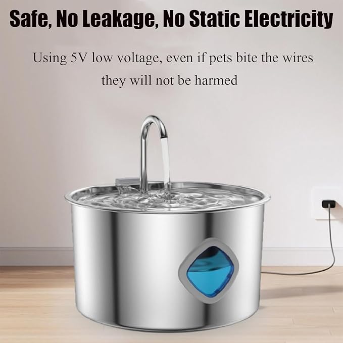 Pawira Water Fountain for Cats, Pawira Cat Fountain, Large Capacity 3.2L/108oz Automatic Pet Water Dispenser with Faucet, Spout Visible Window, Quiet Pump (1 Pc + 2 Filter, One Size)