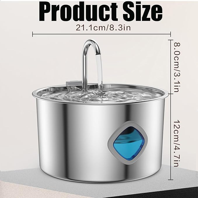 Pawira Water Fountain for Cats, Pawira Cat Fountain, Large Capacity 3.2L/108oz Automatic Pet Water Dispenser with Faucet, Spout Visible Window, Quiet Pump (1 Pc + 2 Filter, One Size)