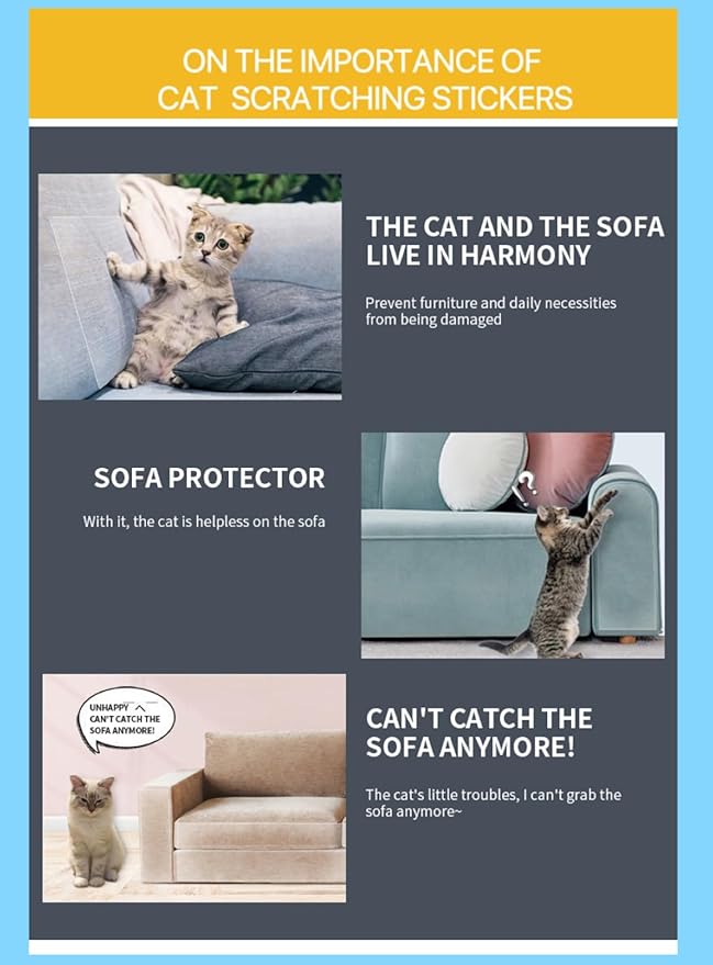 Cat Scratch Furniture Protector: Cat Anti Scratch Tape - Door Protector from Dog Scratching - Clear Training Self Adhesive Tape for Carpet, Sofa, Couch, Door(Transparent, 11.8" x 9.8FT)