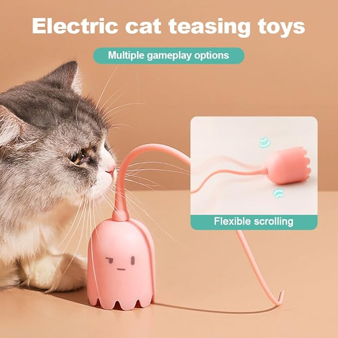 Indoor Cat Toys, Most High-Tech Electric Cat Toy, Interactive Cat Toy Cat Wand Toy for Indoor Cats, Rechargeable Automatic Cat Interactive Toy for Bored Indoor Adult Cats (2Pcs-Pink)