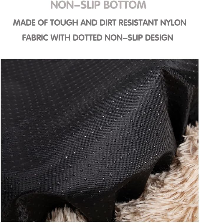 Cat Bed for Indoor Cats and Small Medium Dogs - Washable 20/24 Inches, Round Fluffy Plush Faux Fur, Anti-Anxiety, Thick Bottom (Light Brown, Medium)