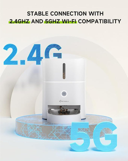 3L Automatic Cat Feeder,5G & 2.4G Wi-Fi Timed Cat Food Dispenser+Wirelss Dog Water Fountain 7L,Battery Operated Wirelss Dog Water Dispenser + 1-10 Meals Per Day
