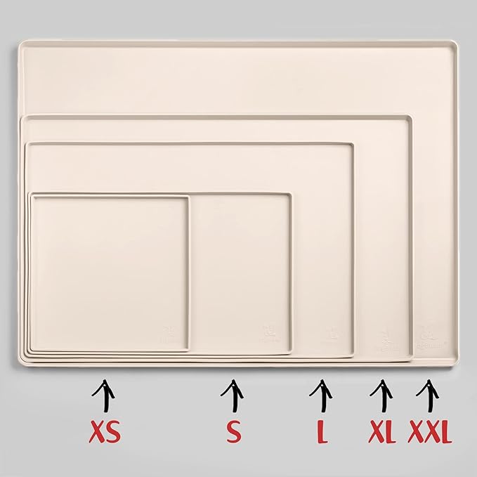 DogBuddy Dog Food Mat – Waterproof Dog Bowl Mat for Food and Water, Silicone Pet Feeding Mats for Floors, Non-Slip Placemat with High Edges for Dogs Bowls, Puppy Essentials (L: 24" x 16", Vanilla)