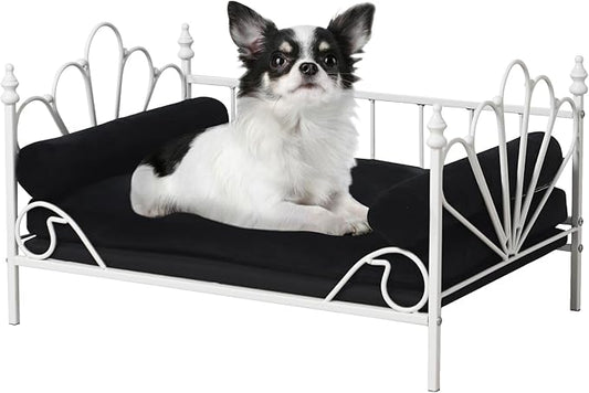 Pet Sofa Bed, Cat Bed,Dog Bed,Cat Couch,Pet Couch,Metal Frame and Detached Velvet Cushion，Cool Dog Couch for Small Cats &Dogs&Puppy Summer Using (White)
