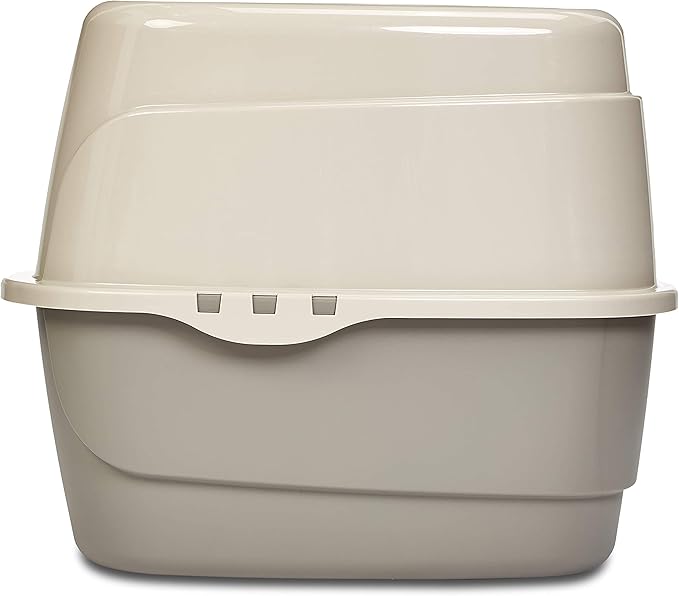 Amazon Basics Cat Litter Box with Lid, No-Mess, Standard, unisex, Charcoal, 26 in x 23 in x 20 in
