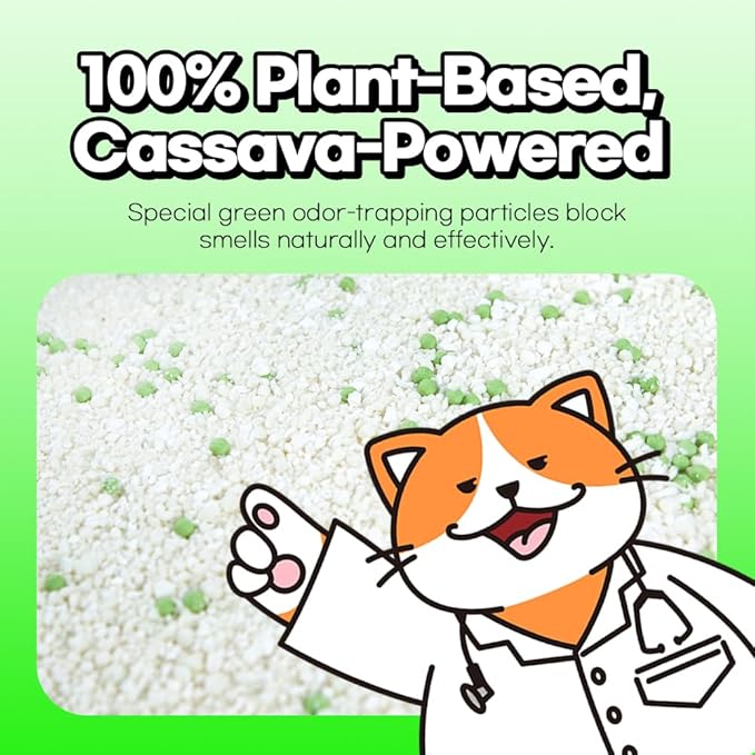 Cassava Cat Litter, I'm Gonna Pee, All Natural Plant-Based Ingredient, 100% Dust-Free, Super Clumping, Soft Texture, Mixable with Clay Cat Litter(5.7lb x 1pack)
