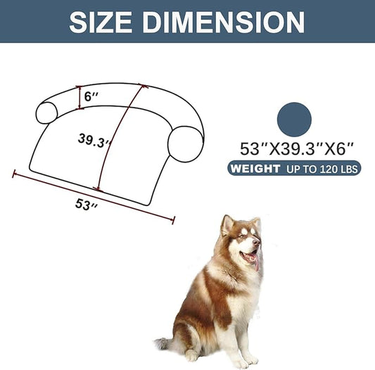 Calming Dogs/Cats Bed Mats, Dog Pad Washable Removable Couch Cover, Plush Long Fur Mat for Pets, Waterproof Lining, Perfect for Small, Medium and Large Dogs and Cats (Navy Blue, 53"x39")