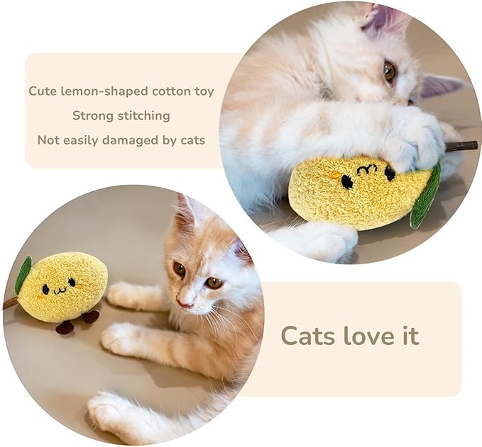 Durable and lnteractive Cat Teething Stick Toys: Chewing Stick, Grinding Teeth Rod, and chewable Cat Doll for Your Pet's Entertainment (Lemon Yellow)