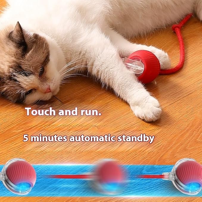 Interactive Cat Ball Toys for Indoor Cats,The 3rd Generation Agile Moving Cat Ball with Elastic Mesh Tail,Automatic Kitten Toys for Bored Indoor Adult Cats,Motion Activated (1pcs of Pack)
