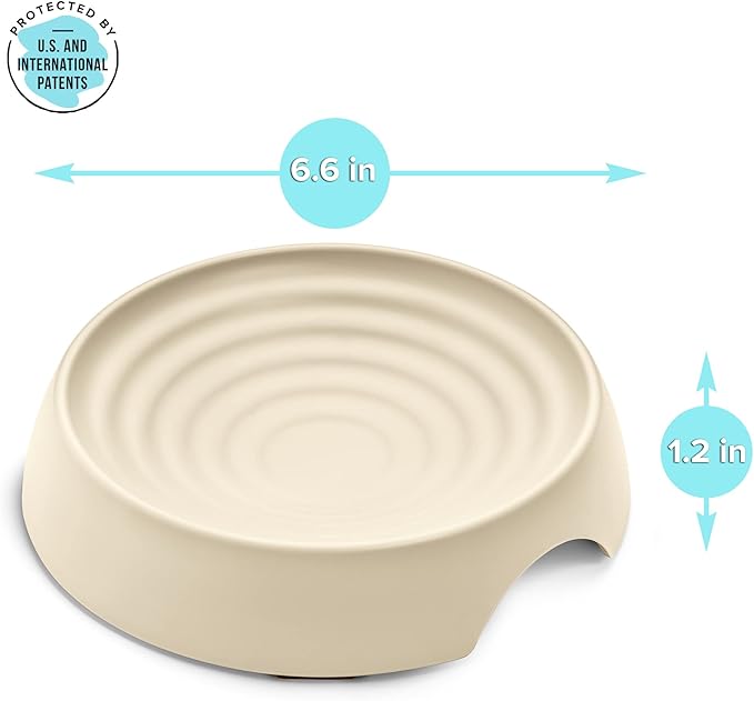 CatGuru Cat Bowls, Whisker Friendly Cat Food Bowl for Indoor Cats, Reliefs Whisker Fatigue, Wide Pet Bowl, Non Slip Pet Feeding Bowls, Shallow Kitten Dish (Set of 2, Sand)