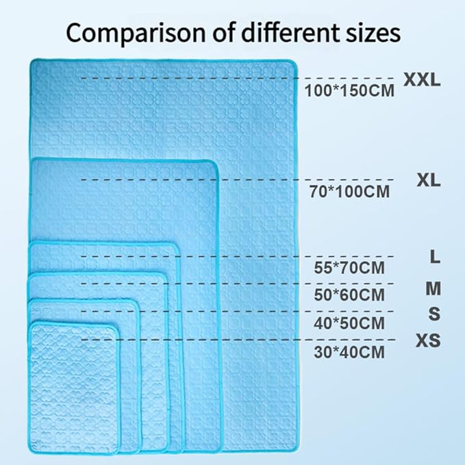 Kittra Cooling Mat for Cats Dogs, 3 Layer System Instant Cool Non Slip Kittra Pad, Washable Cooling Bed for Cats, Protect Your Cat from Silent Heat Danger (Light Blue,XXL: 60" x 40")