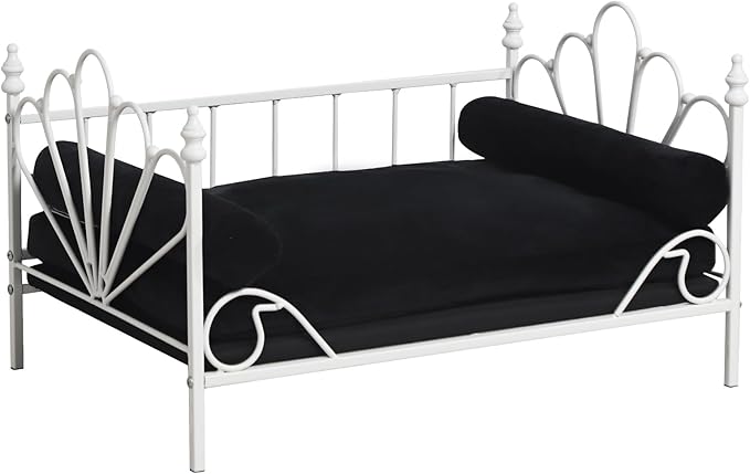 Pet Sofa Bed, Cat Bed,Dog Bed,Cat Couch,Pet Couch,Metal Frame and Detached Velvet Cushion，Cool Dog Couch for Small Cats &Dogs&Puppy Summer Using (White)