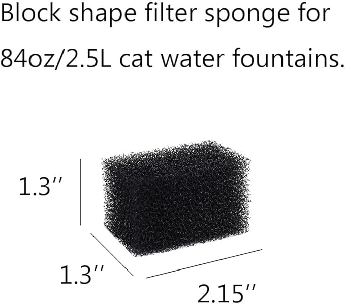 9Pack Cat Fountain Sponge Replacement Foam Sponges for Stainless Steel Fountains 84oz/2.5L Cat Water Fountain,Block Shape