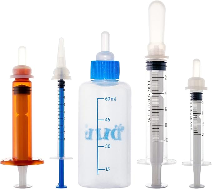 Puppy Kitten Bottle for Nursing, Newborn Baby Dog Cat Rabbit Feeding Bottles with Nipples Feeder Kit