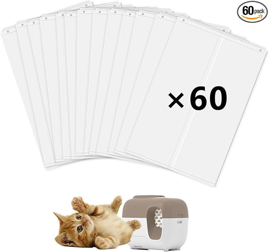 60Pcs Cat Litter Box Liners for PetSnowy SNOW+ Automatic Cat Litter Box, Tear & Leak Resistant Self-Sealing Waste Drawer Liner Bags