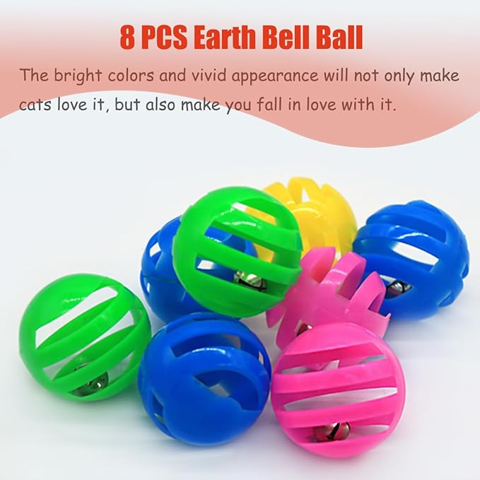 Cat Jingle Balls Toys, 24 Pcs Bell Balls Cat Toys, Lightweight, Interactive, Assorted Colors Ball Toy for Kitten Training and Play