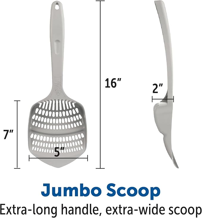 KittyGoHere Senior Cat Litter Box 2 Pack, Large Blue Low Entrance Kitty Litter Box, Sized for Cats Comfort, Perfect for Senior & Arthritic Cats, Made in USA, with Long-Handle Jumbo Scoop