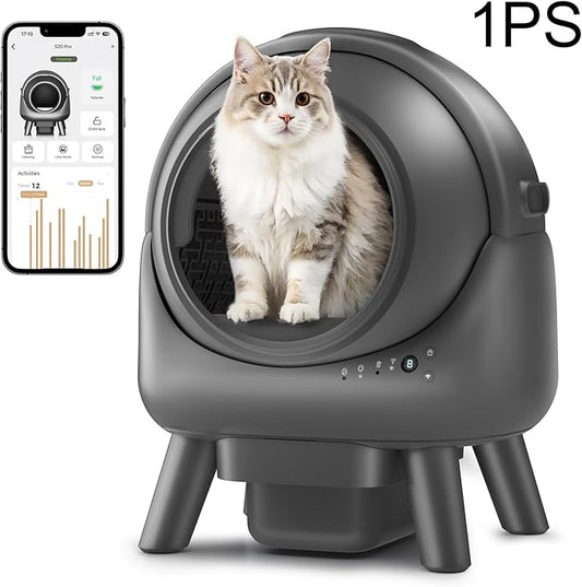 Self Cleaning Litter Box,Automatic Cat Litter Box for Multiple Cats,Robot with APP Control,Smart Dual Safety Protection,Odor-Free Waste Disposal Includes Trash Bags,Grey S20